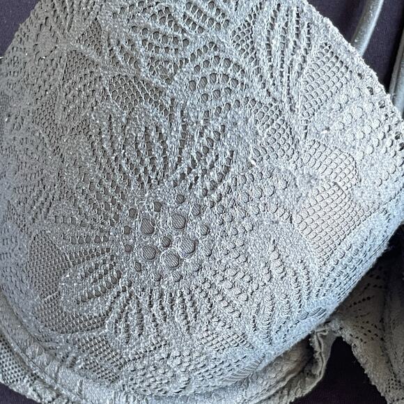 Aerie Sunnie Demi Push Up Bra 34C Green Lace Adjustable Underwire Floral - Picture 3 of 11